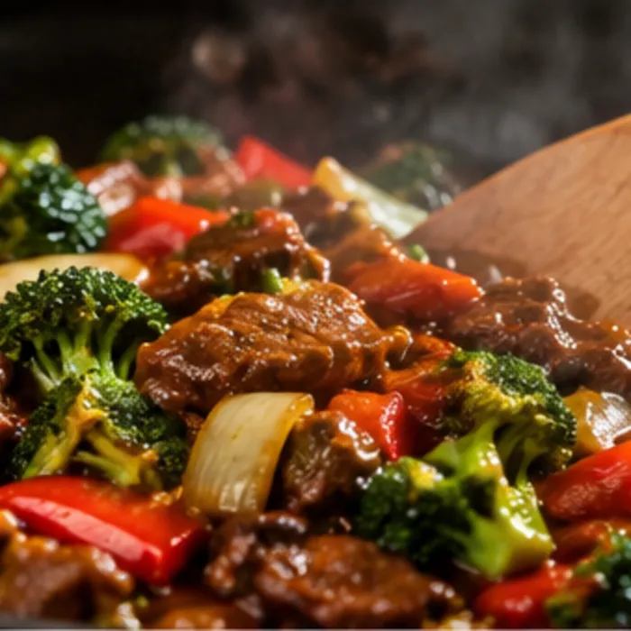Beef and broccoli wok stir fry